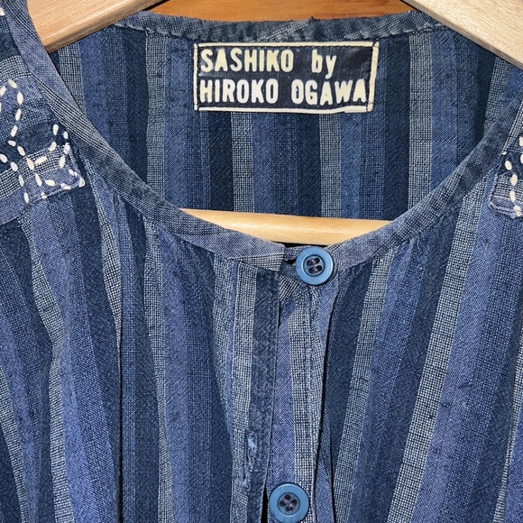 Hiroko Ogawa Sashiko indigo blue top handmade vintage denim blue Vintage - Picture 2 of 8